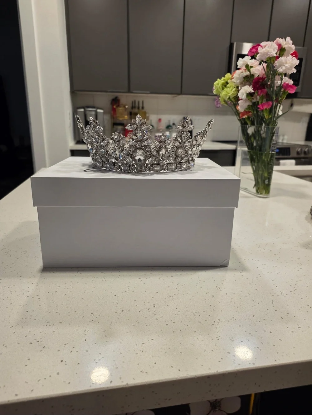 Silver Crystal Tiara Crown - Elegant Women's Accessory